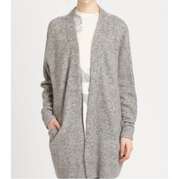 ACNE Studios Raya Mohair Cardigan Wool Blend Open Front Long Duster Sweater Gray - Picture 2 of 14